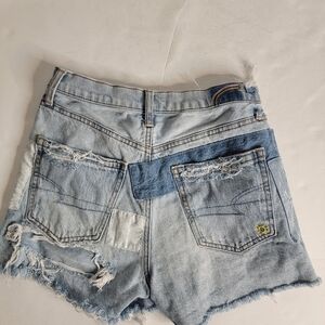 American Eagle Denim Shorts sz 2 Highest Rise 90s Boyfriend Rainbow Patchwork
